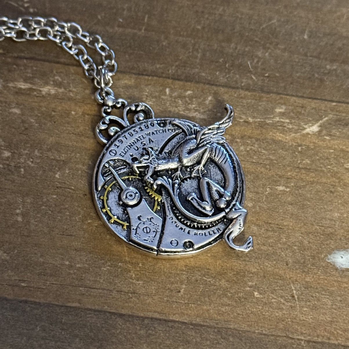 Other Silver tone steampunk dragon pendant necklace Size ONE SIZE - 4 Thumbnail