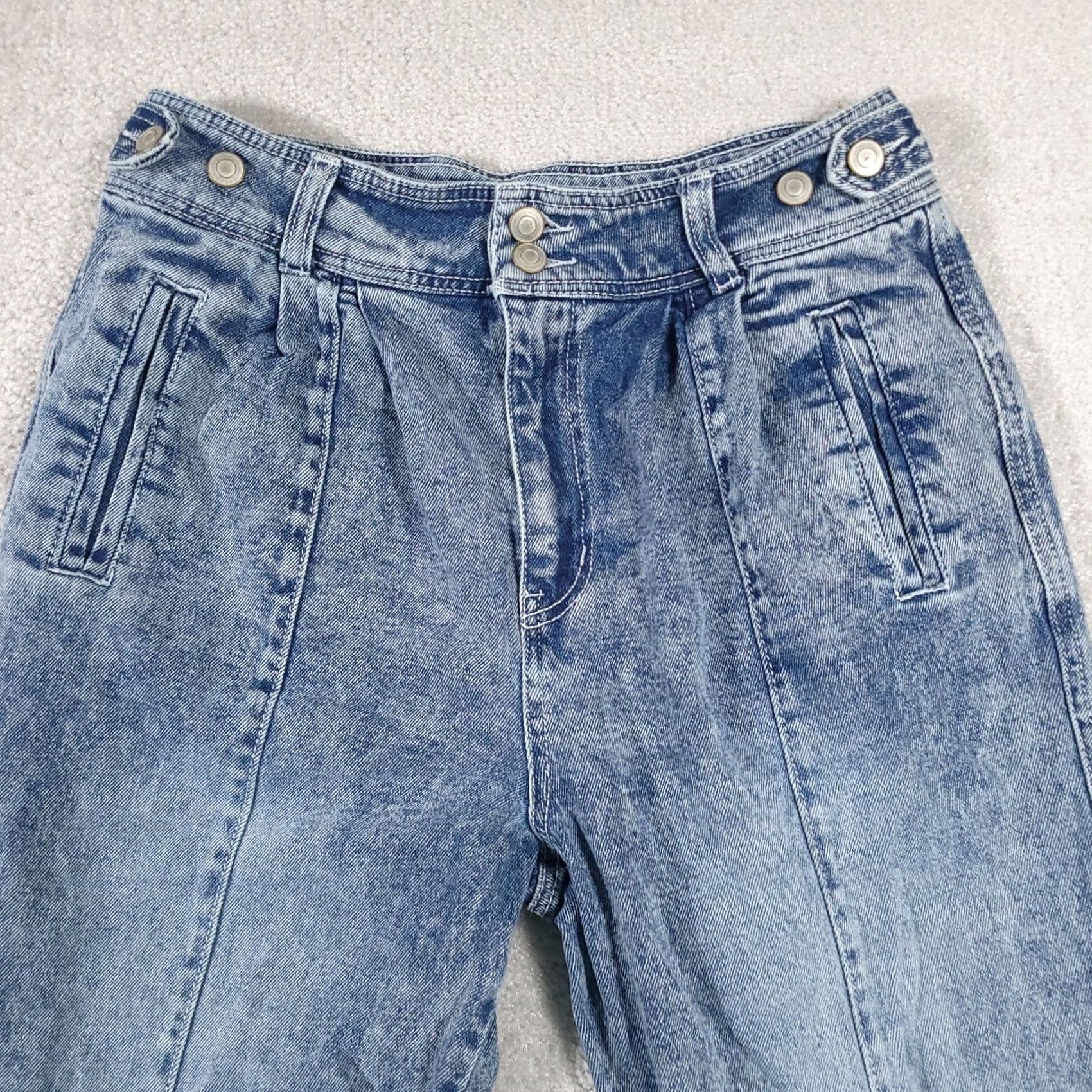 Vintage SO Jeans Women's 13/31 Pleated Super High Rise Straight Acid Wash Denim Bareback Jeans Women XS-XL? Size 30" / US 8 / IT 44 - 3 Thumbnail