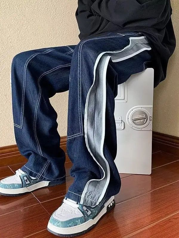 Japanese Brand × Jean Retro loose straight leg spliced jeans Size US 32 / EU 48 - 3 Thumbnail