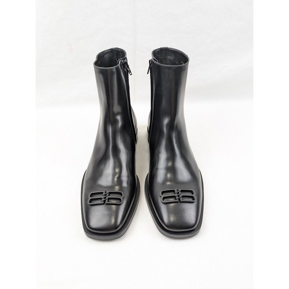 Balenciaga o1rshd1 Smooth Calf BB Matt Icon Bootie in Black/Black Size US 10 / EU 43 - 15 Thumbnail