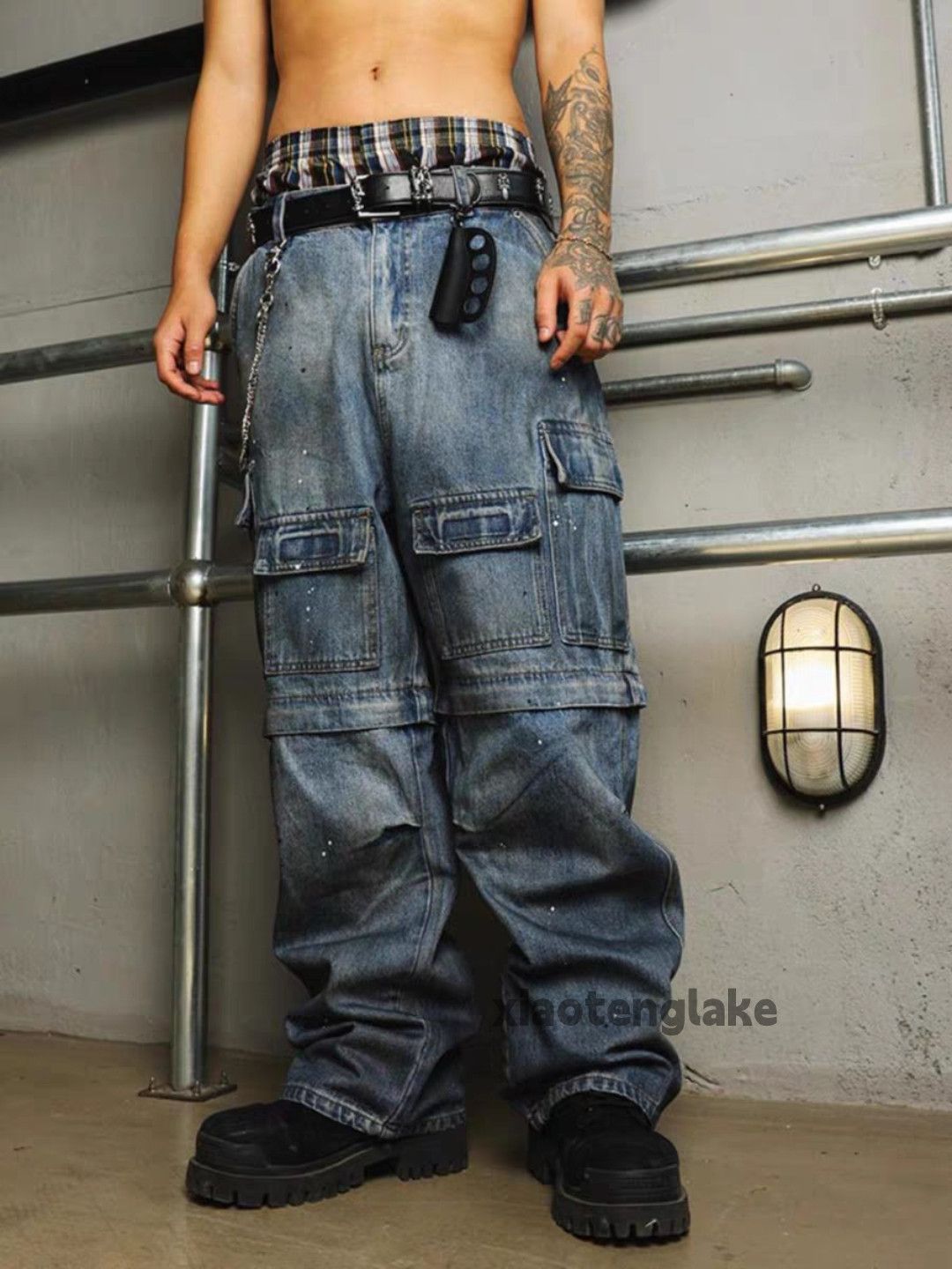 Jean xtl utility washed faded Stain paint grunge hiphop jeans Size US 37 - 8 Thumbnail