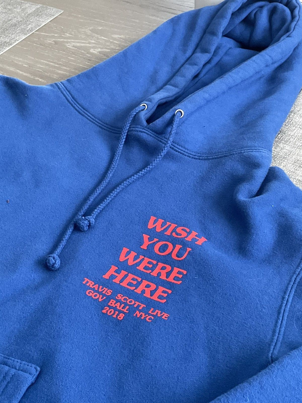 image of Travis Scott “Astroworld” Gov’S Ball Hoodie in Blue, Men's (Size Small)