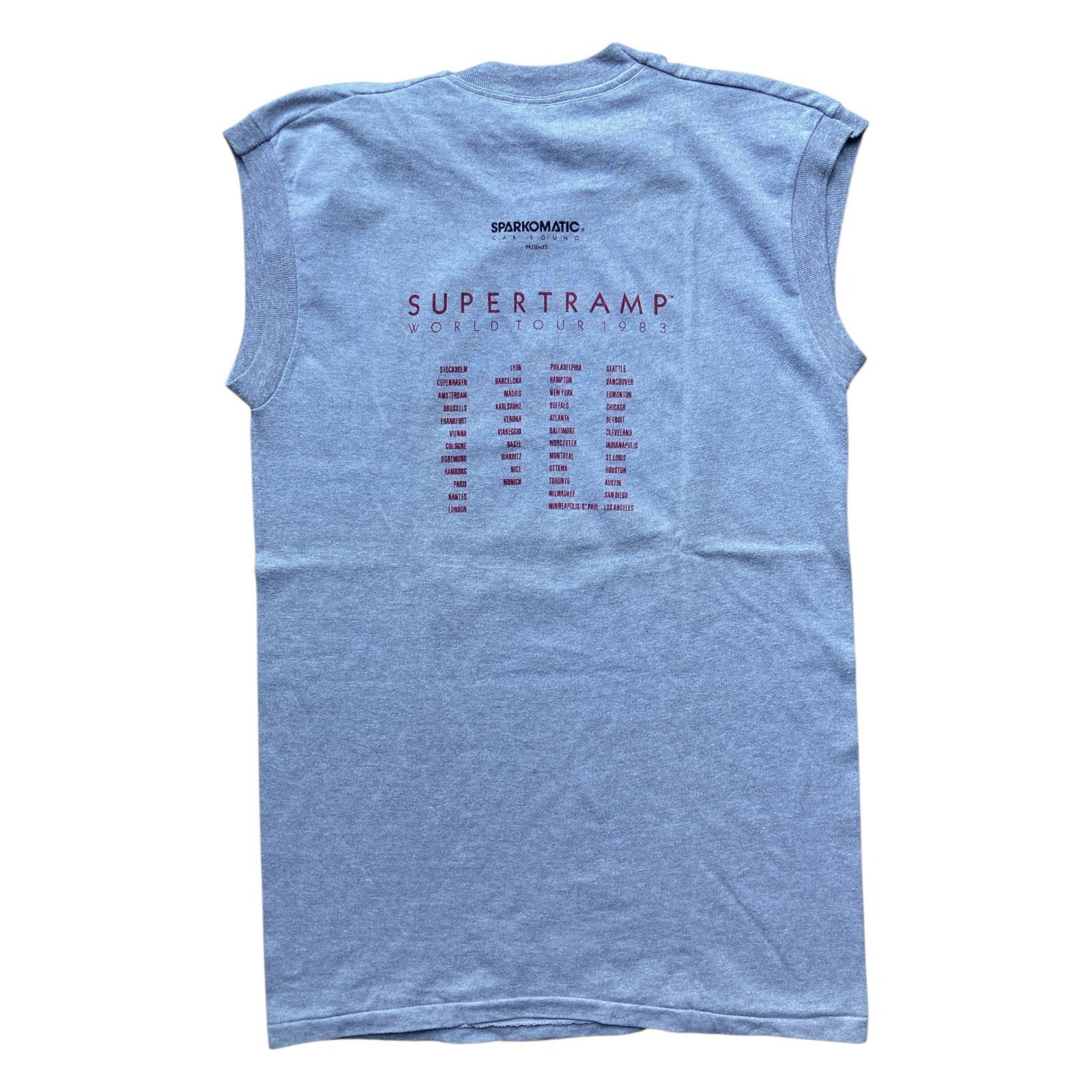 Fruit Of The Loom Vintage Supertramp 1983 World Tour Sleeveless Gray T-Shirt T Size US M / EU 48-50 / 2 - 2 Thumbnail