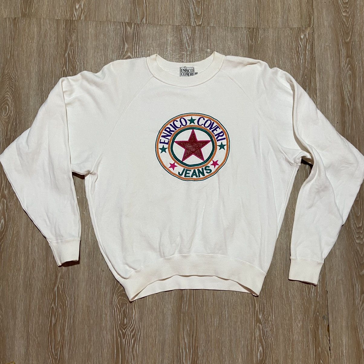 image of Enrico Coveri Jeans Biglogo Sweatshirt in White, Men's (Size Medium)