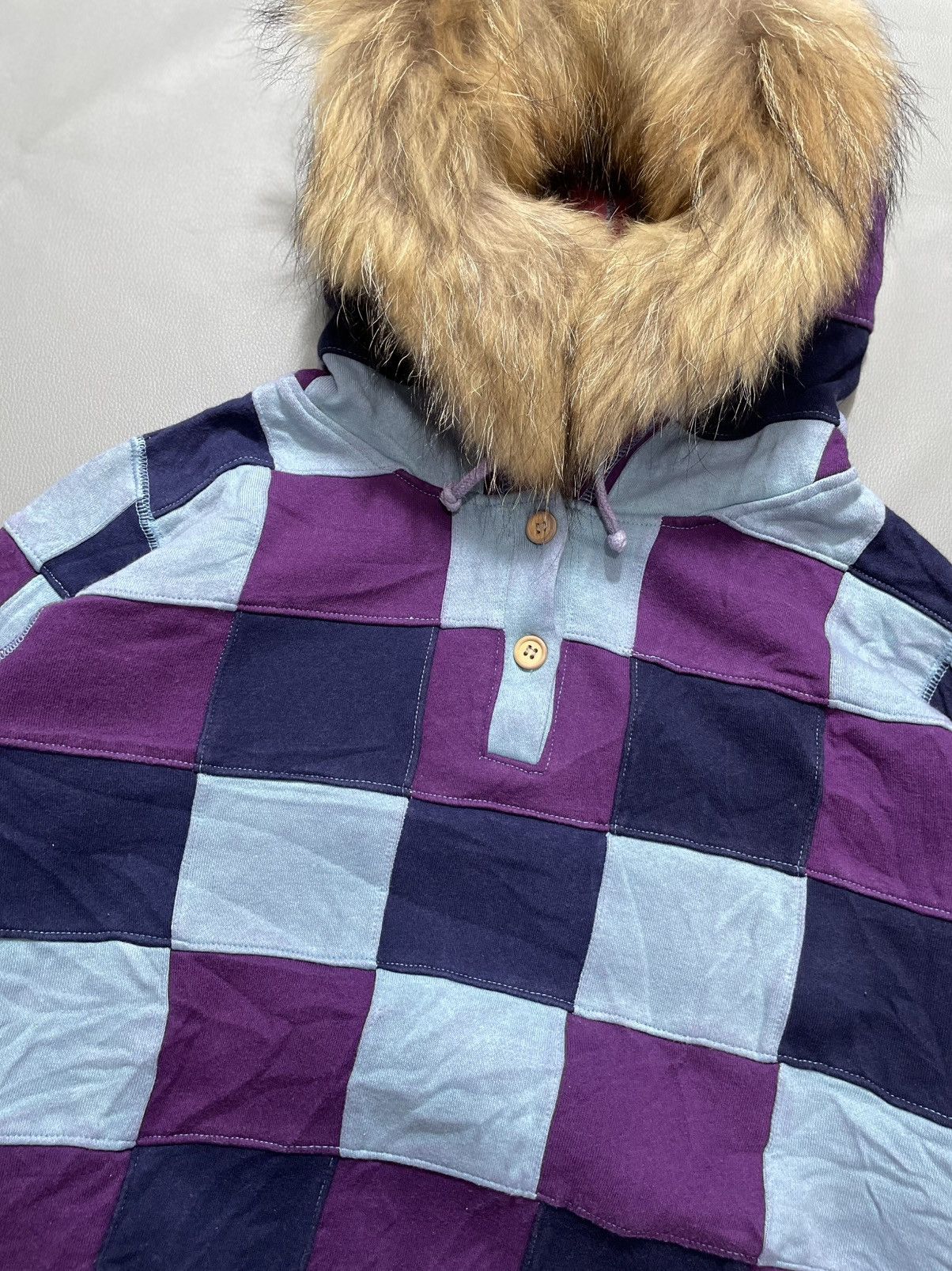 Japanese Brand Japanese Patchwork Fur Hoodie lgb ifsix punks style Size US M / EU 48-50 / 2 - 2 Thumbnail