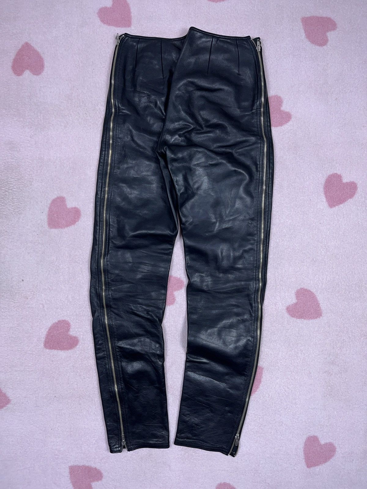 Genuine Leather ➕ vintage full zip top quality real leather racing pants Size 30" / US 8 / IT 44 - 1 Thumbnail