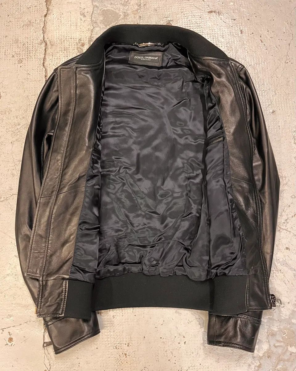 Dolce & Gabbana 2010s Dolce & Gabbana Black Alpha Bomber Leather Jacket Size US M / EU 48-50 / 2 - 8 Thumbnail