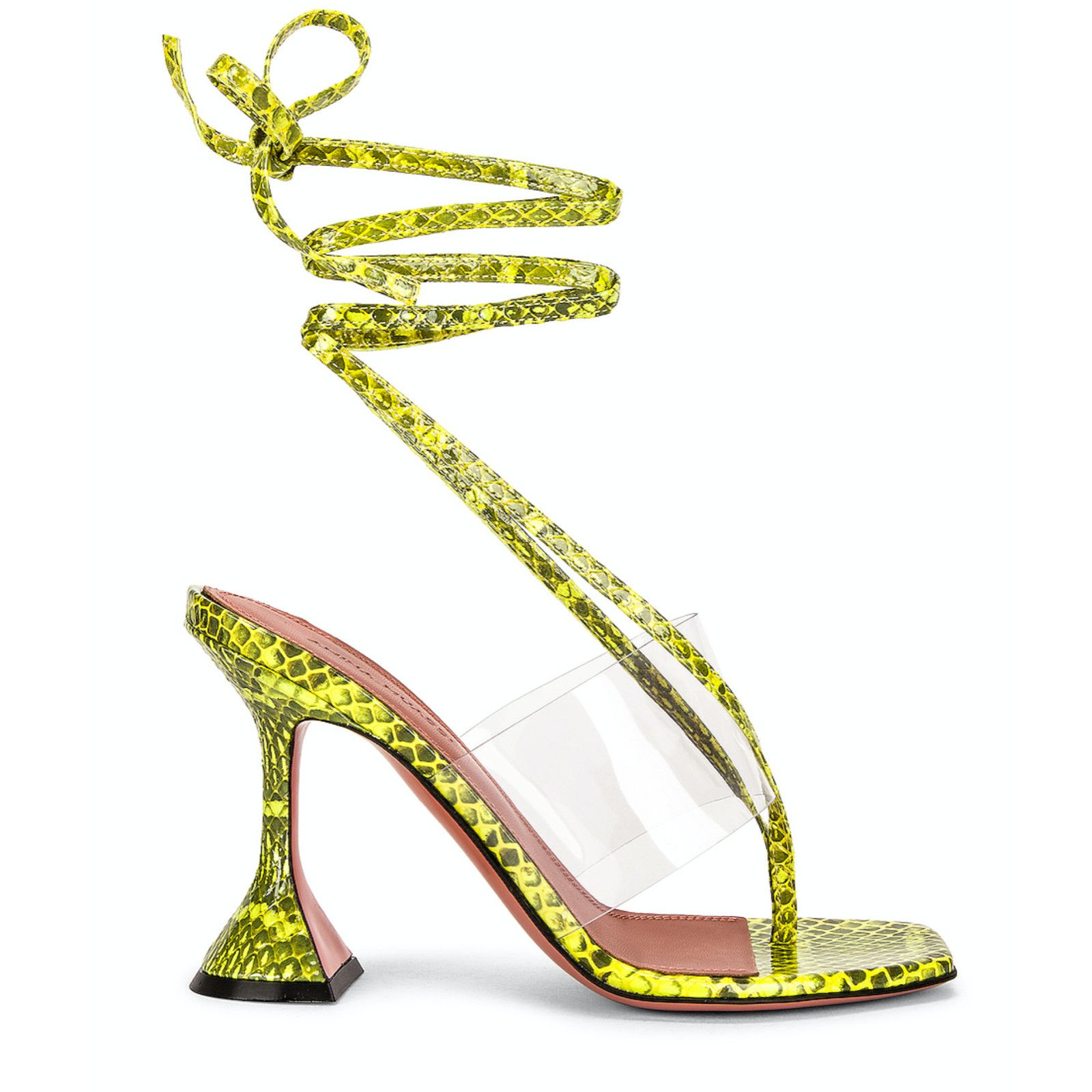 Amina Muaddi Zula Ayer Snake Print Thong Lace Up Tie Sandal Heel Pump 37 Size US 7 / IT 37 - 3 Thumbnail