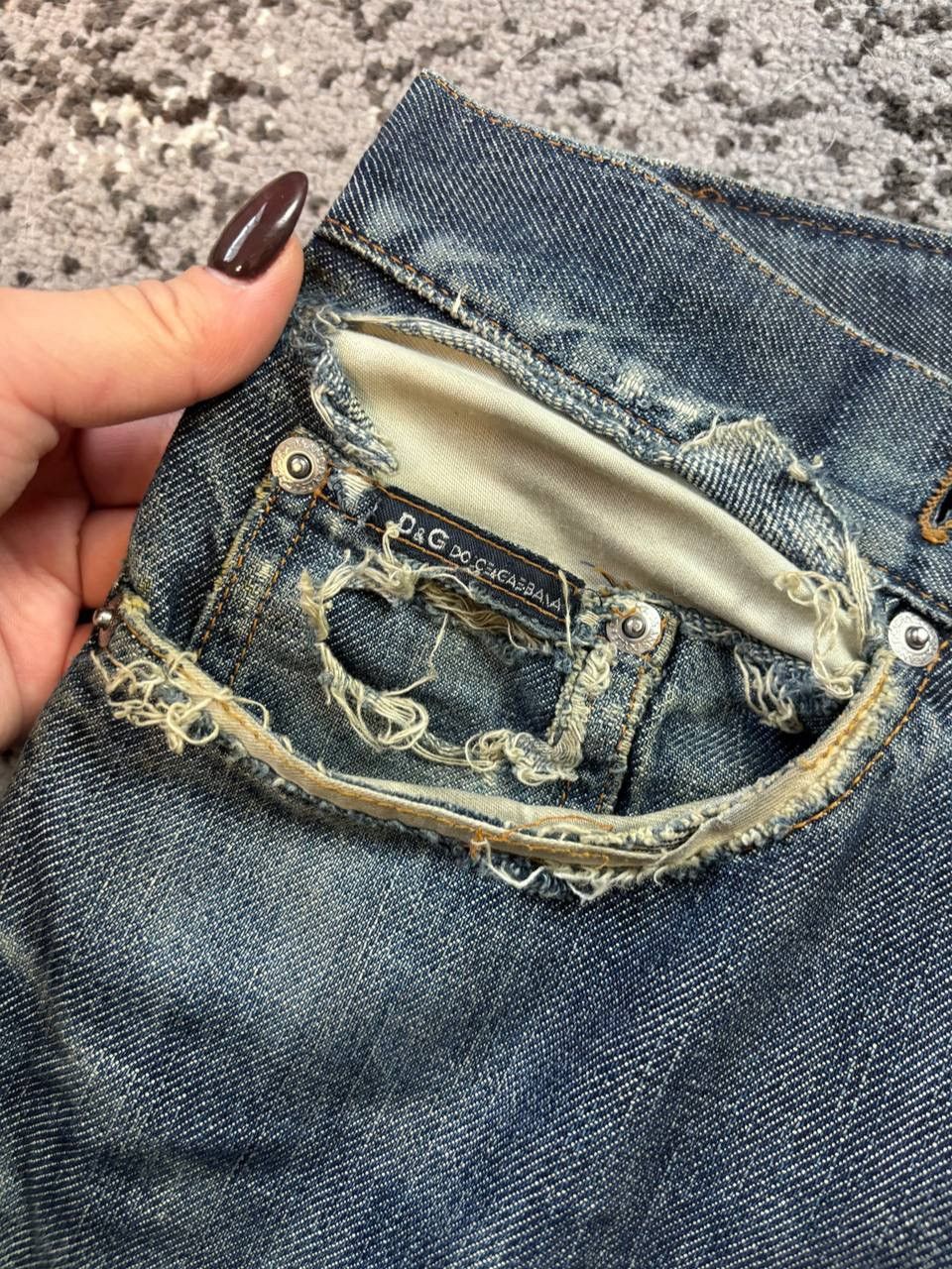 Dolce & Gabbana × Vintage Vintage Y2K Dolce & Gabbana Denim Distressed Faded Patch Pan Size US 32 / EU 48 - 4 Thumbnail