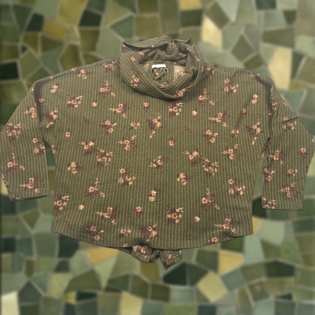 Vintage Maurices Womens Blouse Shirt Cowl Neck Lace-Up Back Floral 0 Pink Long Sleeve Plus Size Size XS / US 0-2 / IT 36-38 - 1 Thumbnail