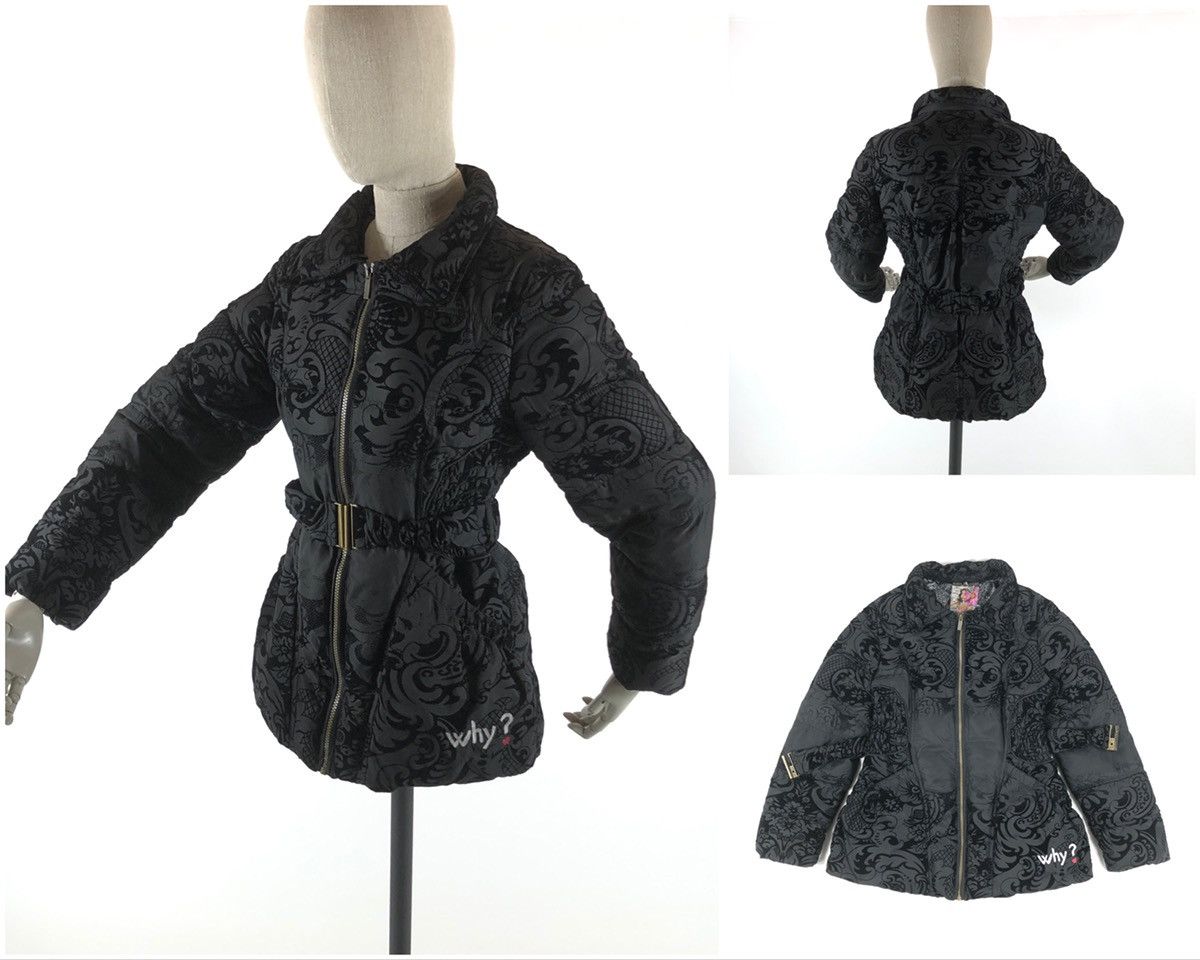 Designer × Desigual Women's DESIGUAL WHY? Black Floral Pattern With Belt Puffer Down Jacket Coat Bomber Size M / US 6-8 / IT 42-44 - 1 Thumbnail