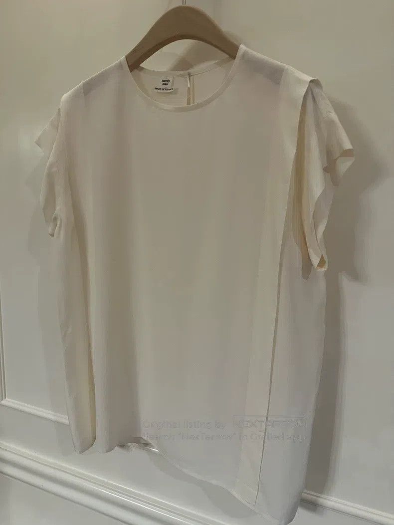 Hermes Hermes White Mulberry Silk Short Sleeve Top Size XS / US 0-2 / IT 36-38 - 3 Thumbnail