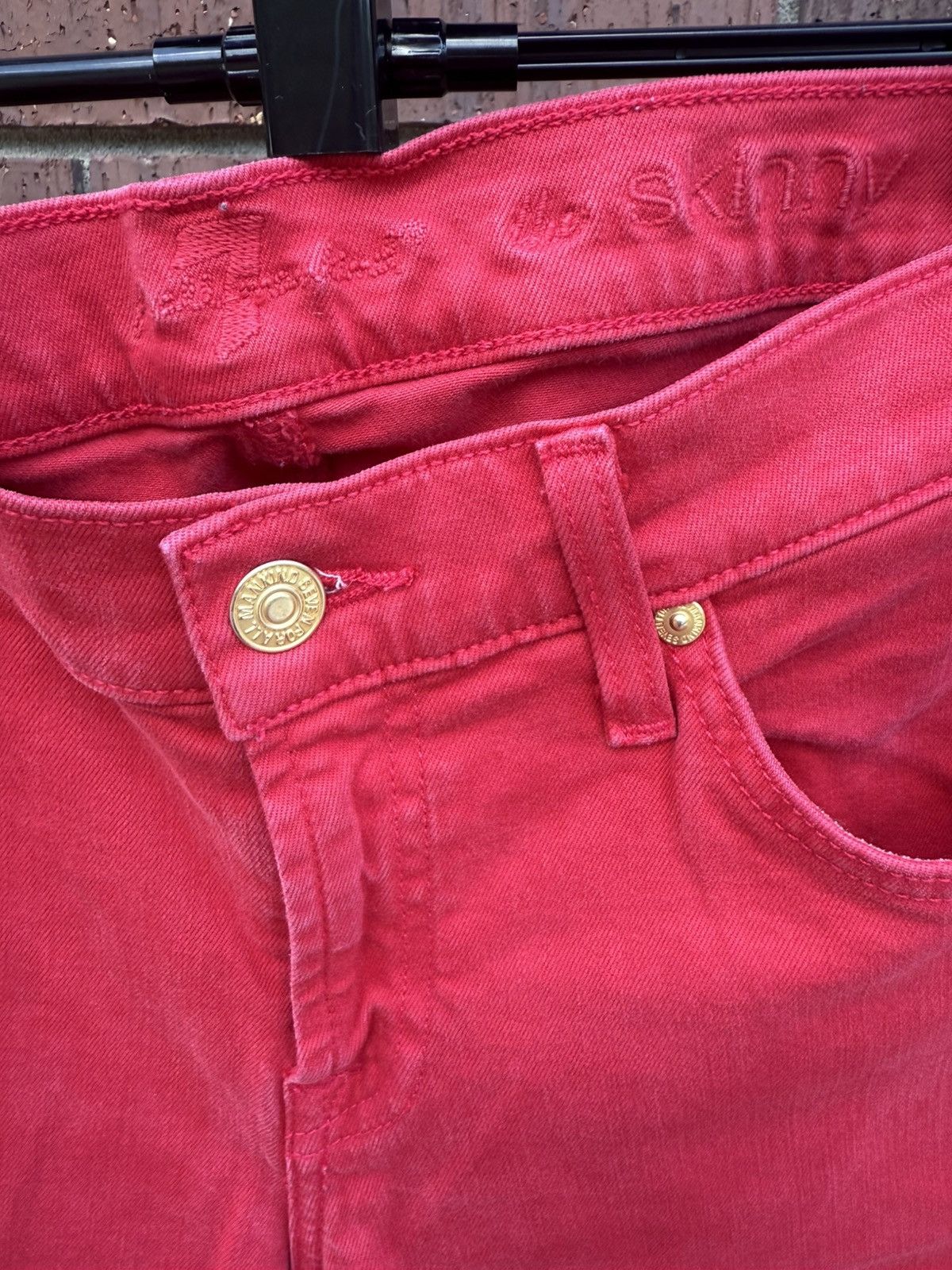 7 For All Mankind Seven 7 For All Mankind Stretch Red Denim Jeans Low Skinny Size 29" - 3 Thumbnail