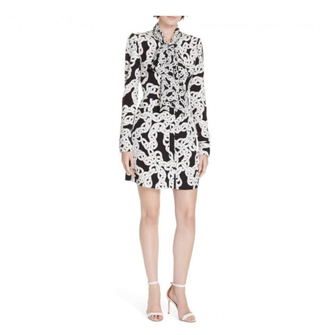 Diane von Furstenberg Diane von Furstenberg Franca Crawling Chain Tie-Neck Dress Size M / US 6-8 / IT 42-44 - 1 Thumbnail