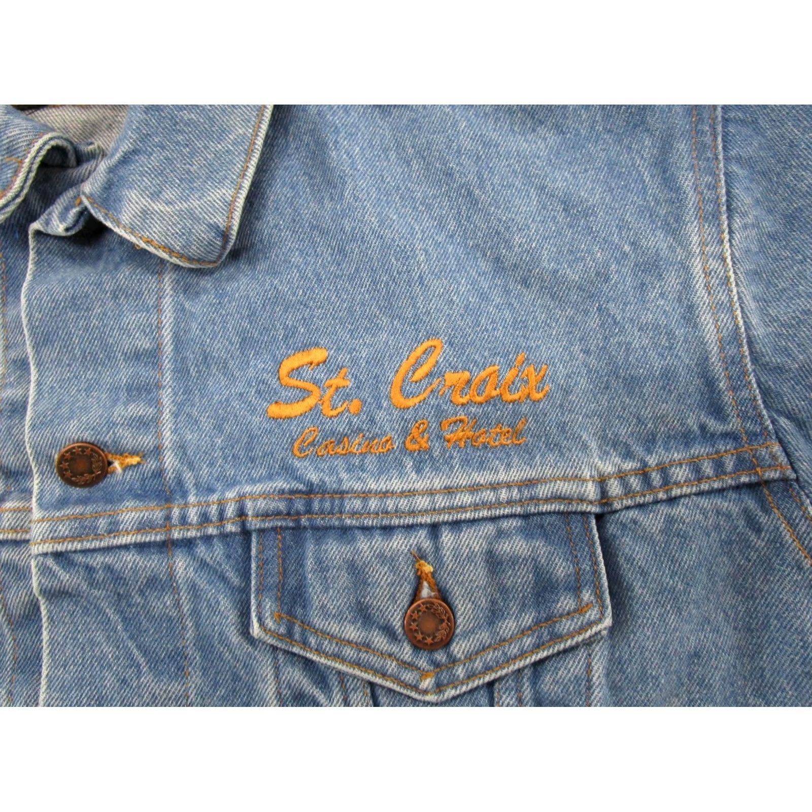 Denime Nemesis Jeans Jacket Mens XL Denim Blue Trucker Made in USA St Croix Hotel Casino Bomber Jacket USA Vintage Regular Mens XL Blue Denim Jacket Size US 36 / EU 52 - 2 Thumbnail