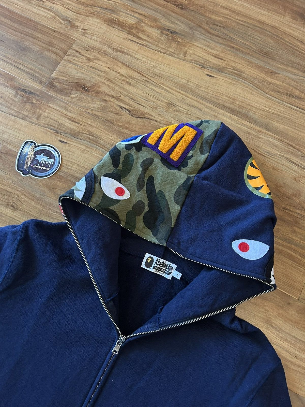 Bape Bape Navy/Green Camo Shark Full Zip Hoodie Size US XL / EU 56 / 4 - 5 Thumbnail
