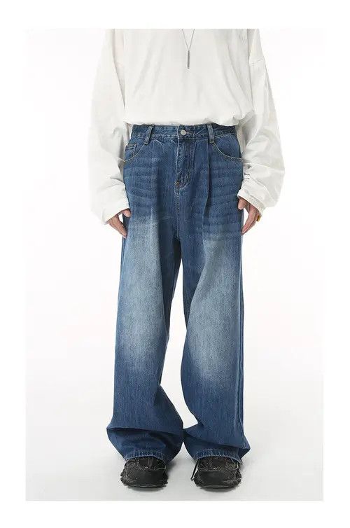 Hypebeast × Japanese Brand × Jean Pants Blue vintage distressed wide leg jeans Size US 32 / EU 48 - 1 Thumbnail