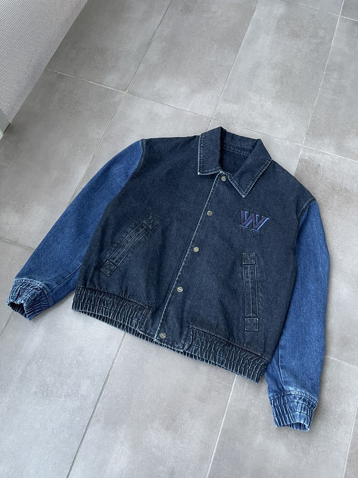 Wooyoungmi !DS! AW23 Wooyoungmi Navy Varsity Denim Jumper Jacket Size US L / EU 52-54 / 3 - 7 Thumbnail