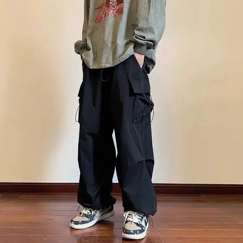 image of Vintage Multi Pocket Loose Baggy Pants in Black, Men's (Size 32)
