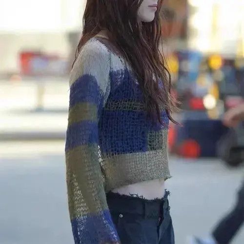 Japanese Brand Vintage Hollow Crochet Sweater Size ONE SIZE - 5 Thumbnail