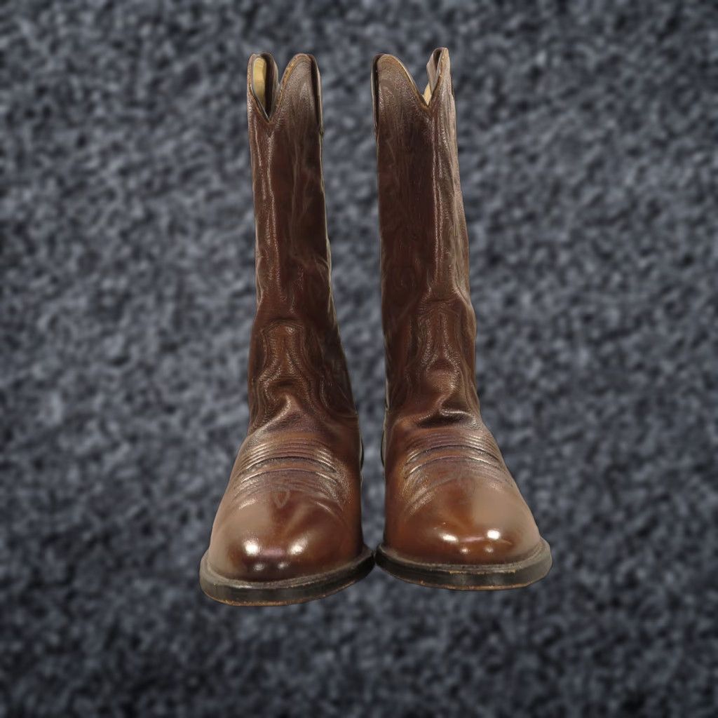 Dan Post VINTAGE Dan Post Boots 11 B Mens Brown Leather 8111 Cowhide Embroidered Western Cowboy Boot Mens Brown Leather Western Cowboy 8111 Size US 11 / EU 44 - 1 Thumbnail