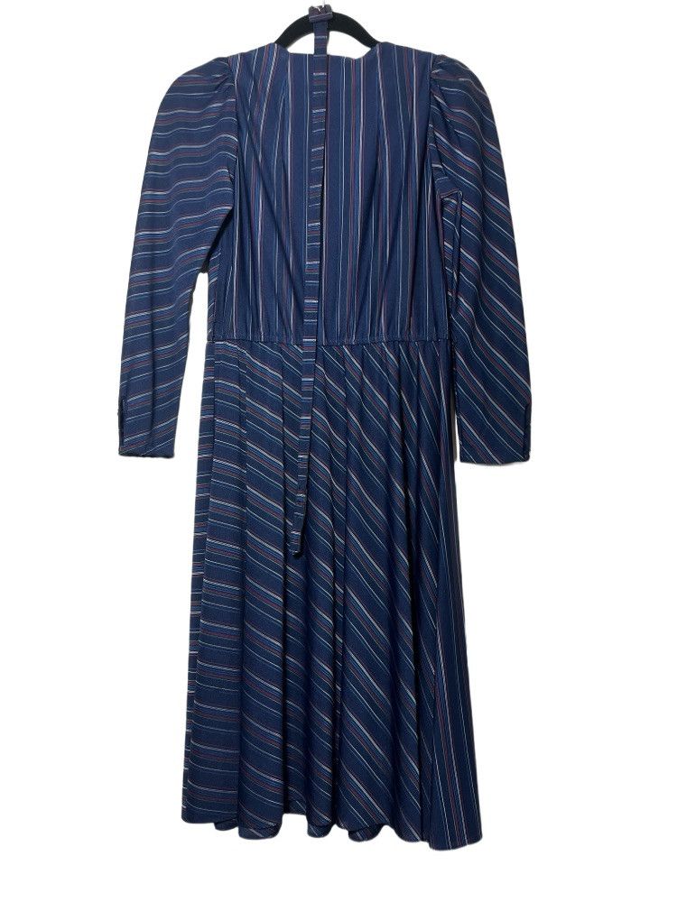 Other × Vintage Vintage 70's-80's S.L. Petites Blue Stripe Long Sleeve Dress Size M / US 6-8 / IT 42-44 - 2 Thumbnail