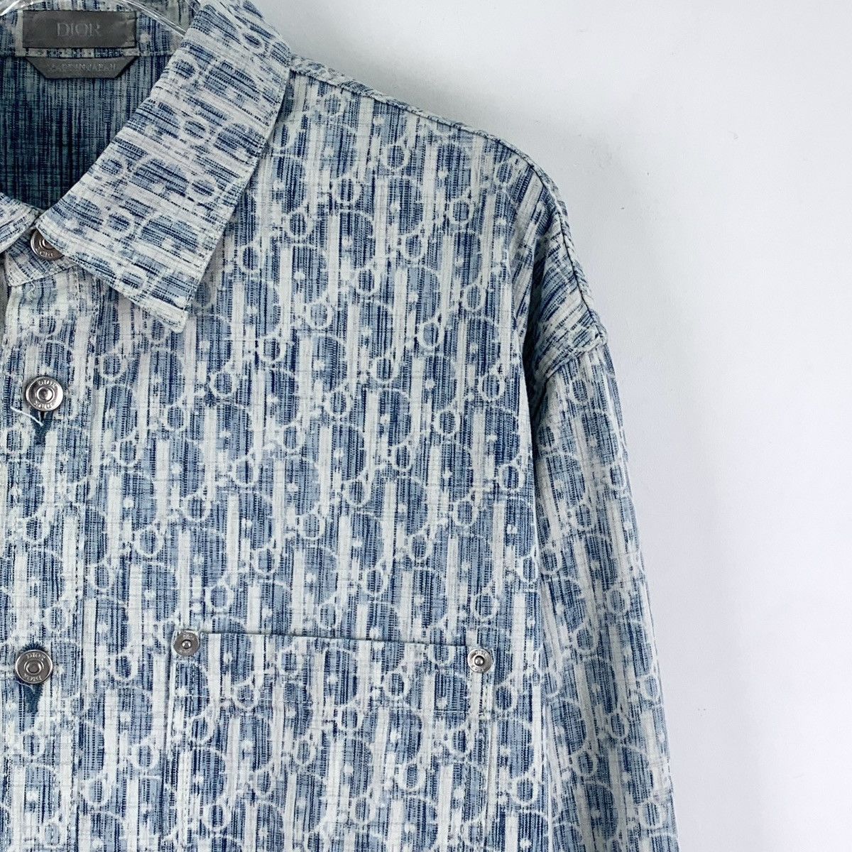 Dior Dior Blue All-over Logo Long Sleeve Denim Shirt K26WX Size US XS / EU 42 / 0 - 3 Thumbnail