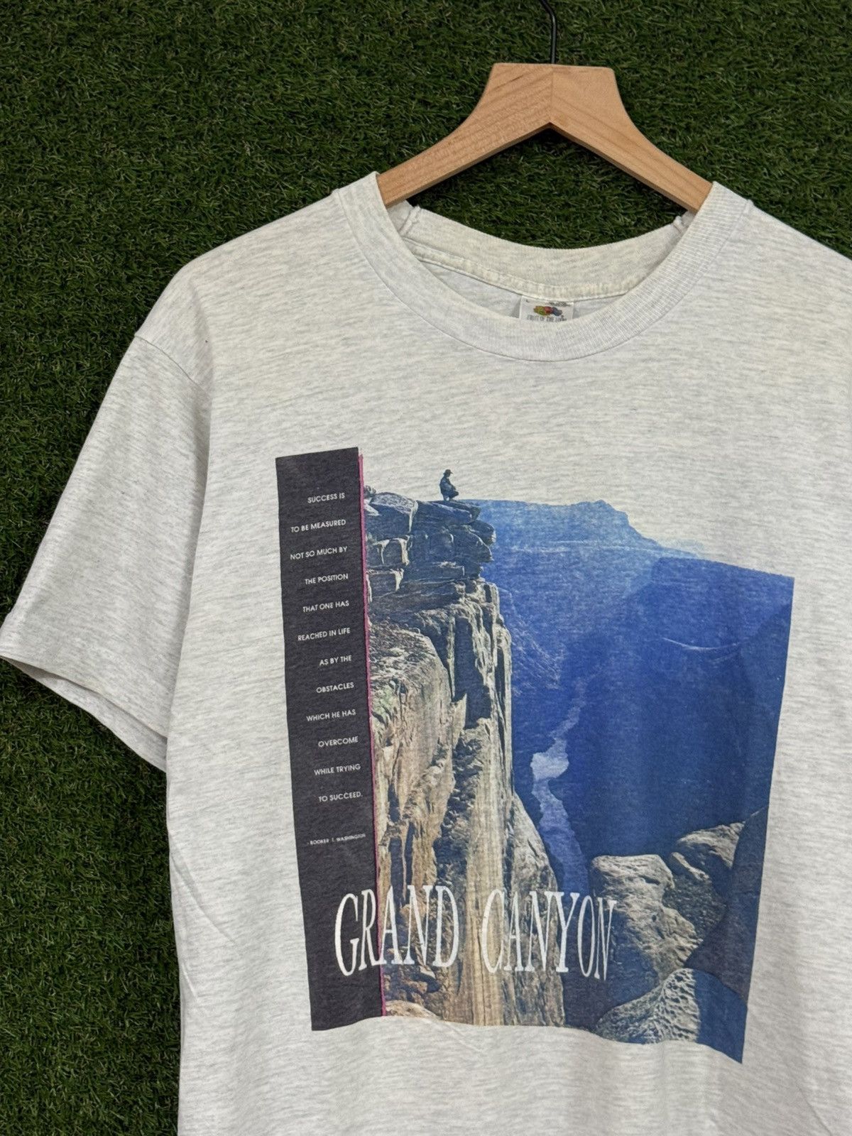 Fruit Of The Loom Vintage Grand Canyon Climbing Art Photo Tee FOL Grey Large Size US L / EU 52-54 / 3 - 2 Thumbnail