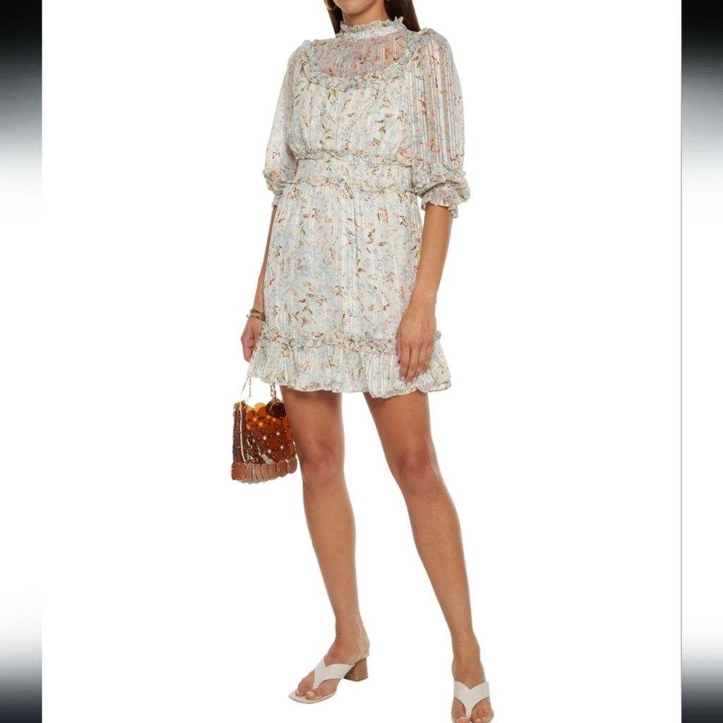 Other NWT WALTER BAKER Betsy Floral-Print Metallic Mini Dress Size S / US 4 / IT 40 - 1 Thumbnail