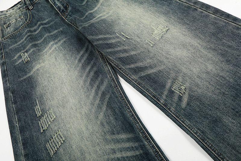 Vintage Retro washed distressed curved jeans for men Size US 32 / EU 48 - 4 Thumbnail