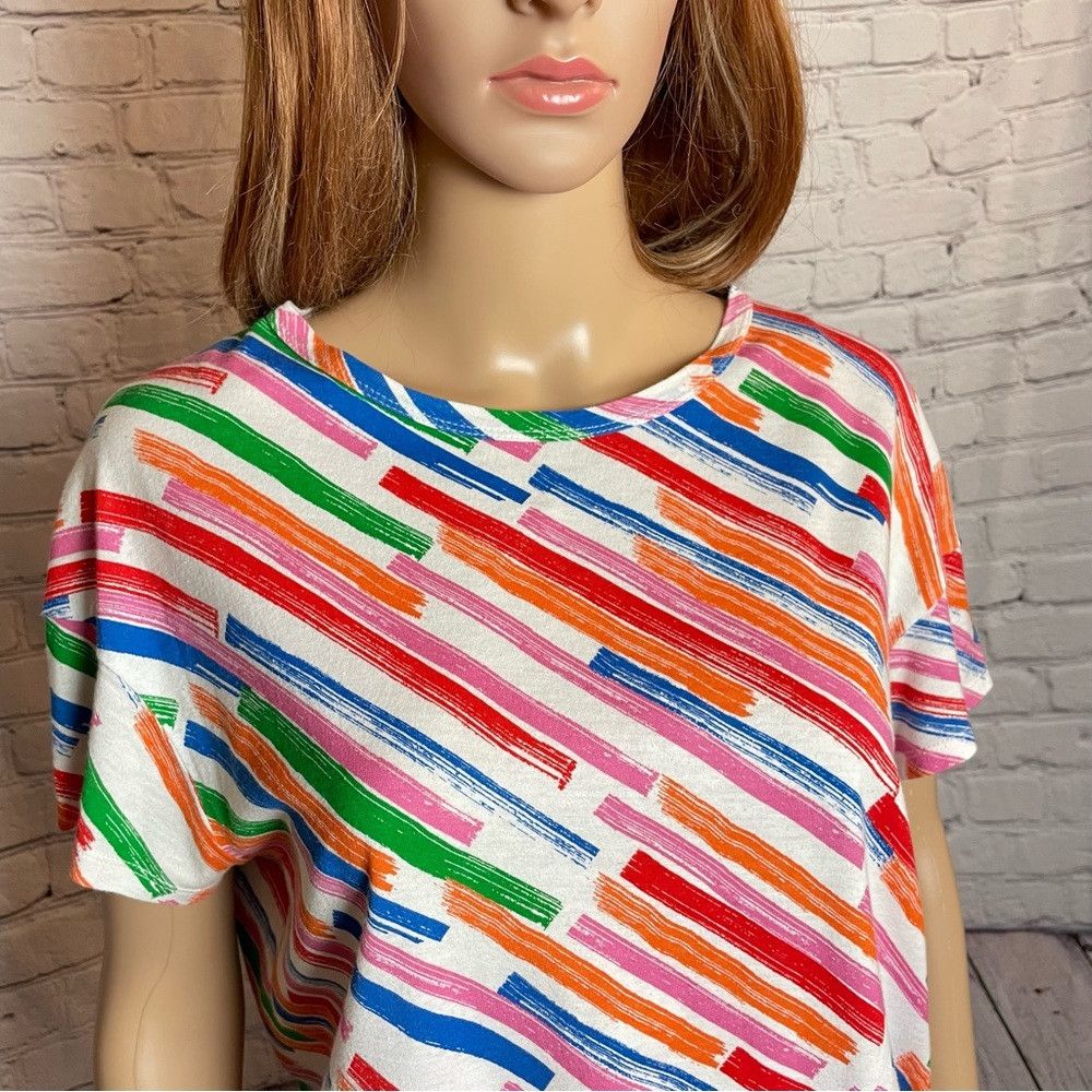 Zara NWT New Zara Trafaluc Rainbow Stripes Boxy Top Size S Made Size S / US 4 / IT 40 - 2 Thumbnail