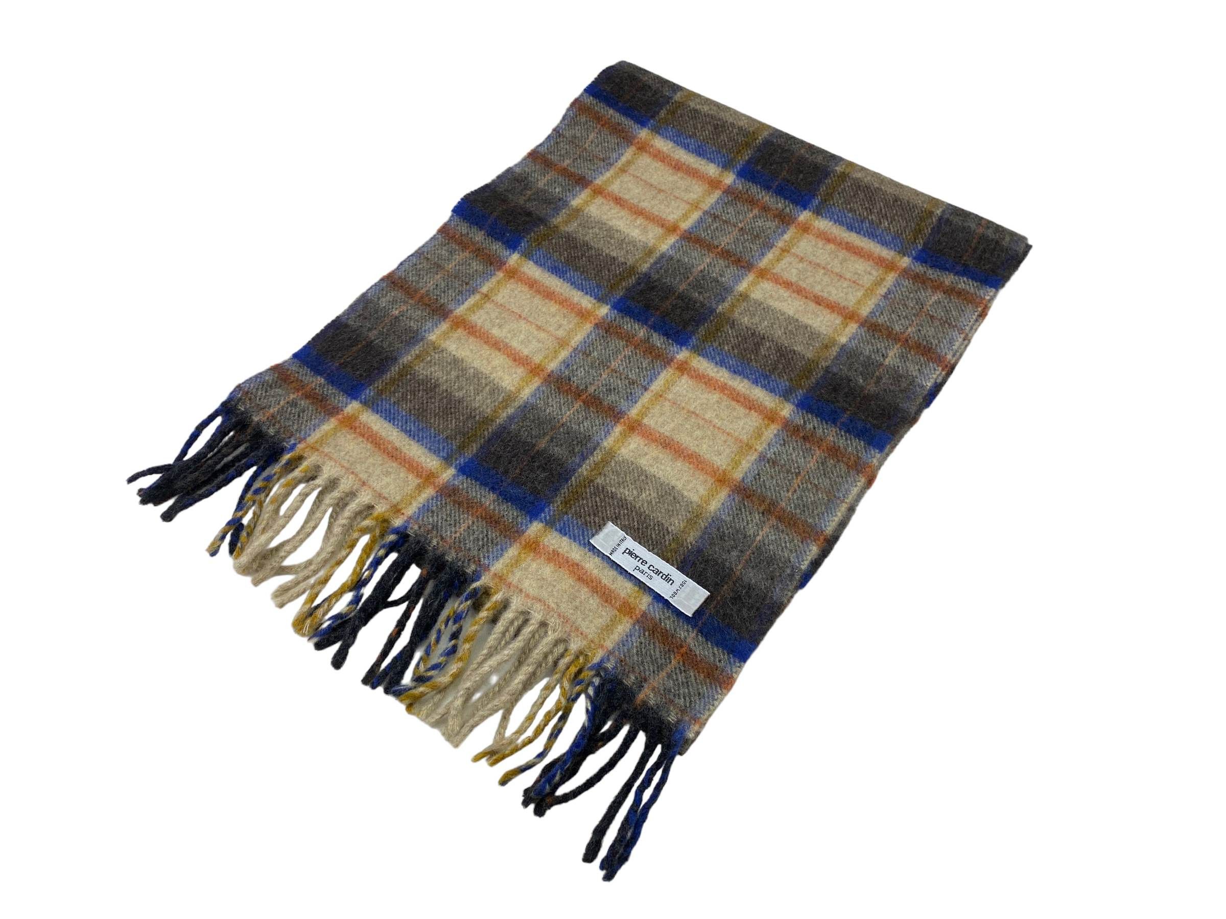 Pierre Cardin × Vintage Pierre Cardin Paris Pure Wool Checkered Vintage Scarf Size ONE SIZE - 3 Thumbnail