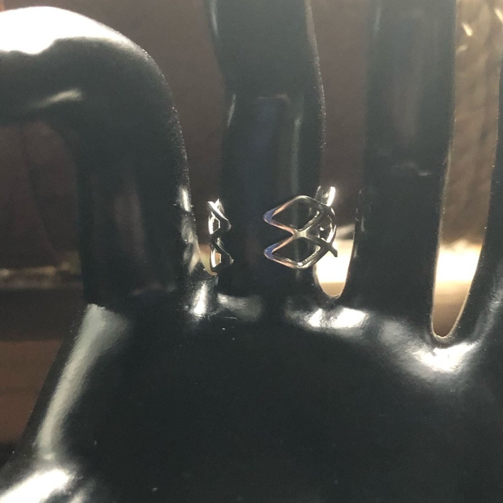 Jewelry Silver plated diamond cut out pattern adjustable band ring Size ONE SIZE - 8 Thumbnail