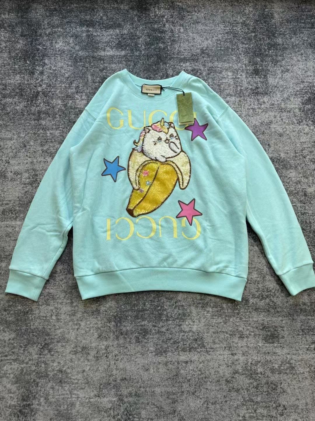 Gucci Gucci Light Blue Sequin Banana Sweatshirt Size S / US 4 / IT 40 - 1 Thumbnail
