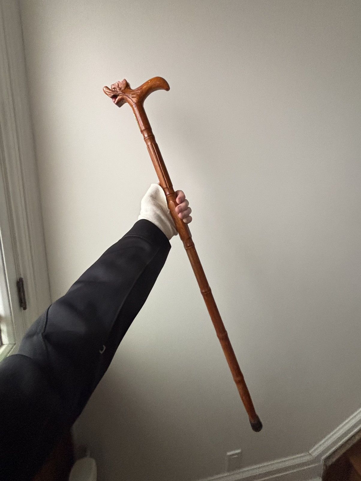 The Great China Wall × Vintage Foo Dragon Chinese Cane Vintage Walking Stick Bamboo Pike Size ONE SIZE - 2 Thumbnail