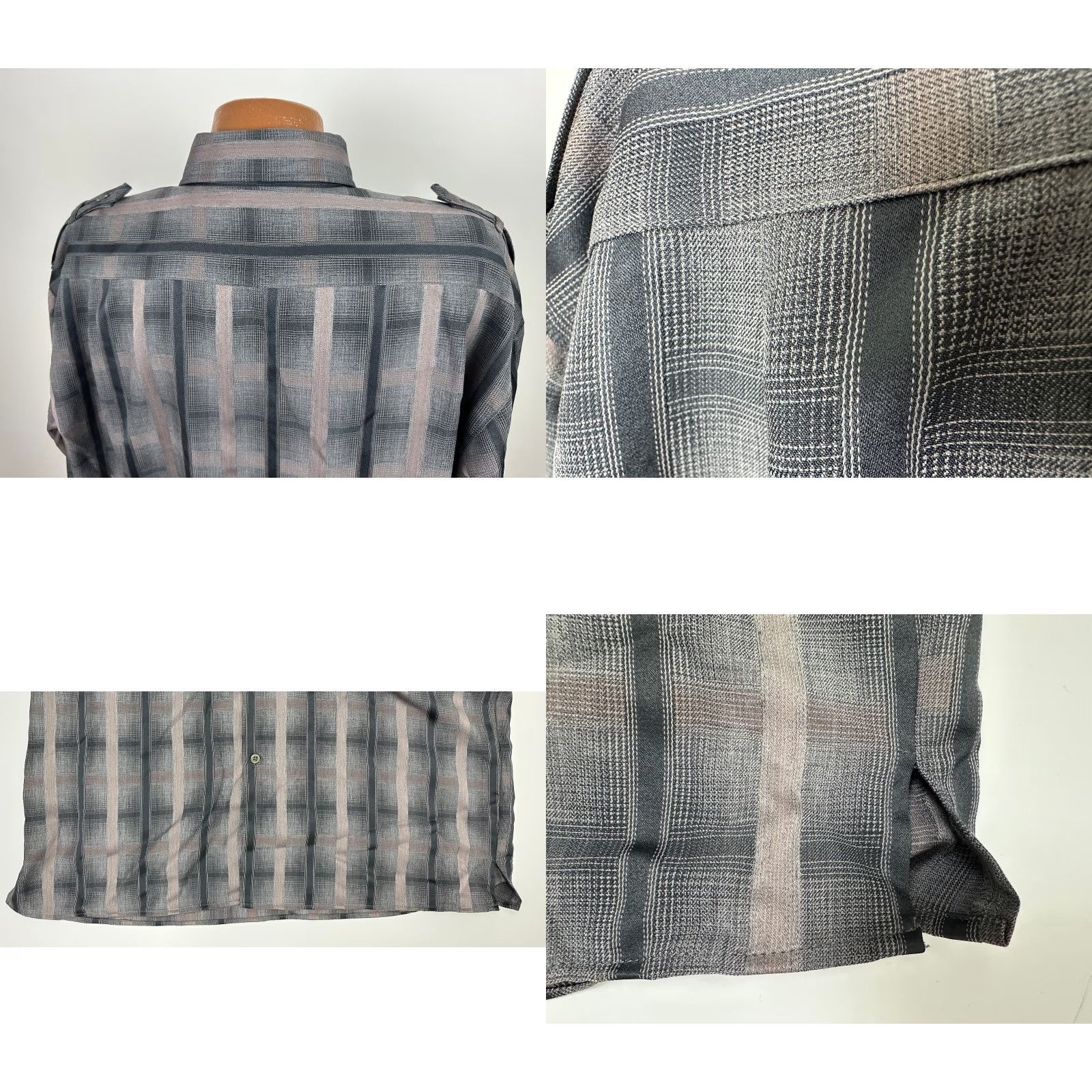 Vintage VINTAGE 90s PRONTI Shirt Men 2XL Button-Up Plaid Polyester Shadow Gray 27" Pit to Pit Pockets 32.5" Collared Sleeve Long Mens Size US XXL / EU 58 / 5 - 8 Thumbnail