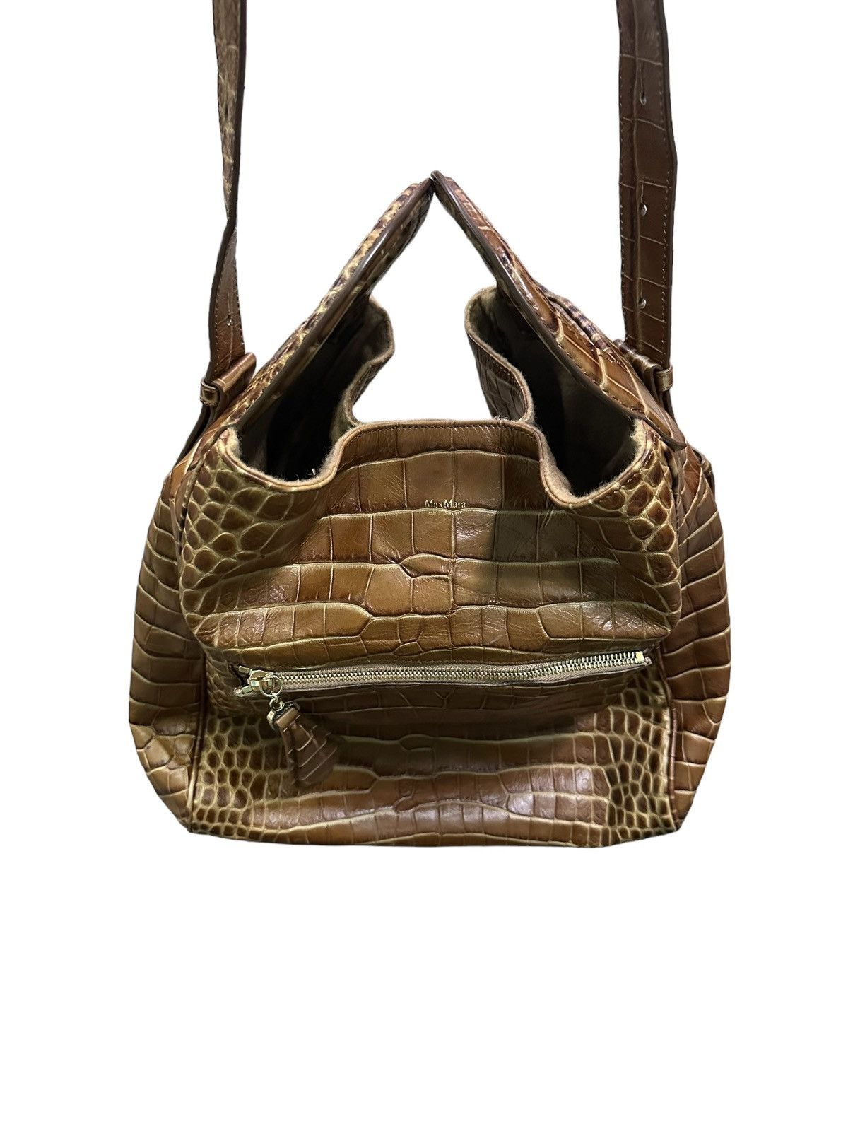 Vintage RARE MAX MARA EMBOSSED CROC LETAHER Size ONE SIZE - 8 Thumbnail
