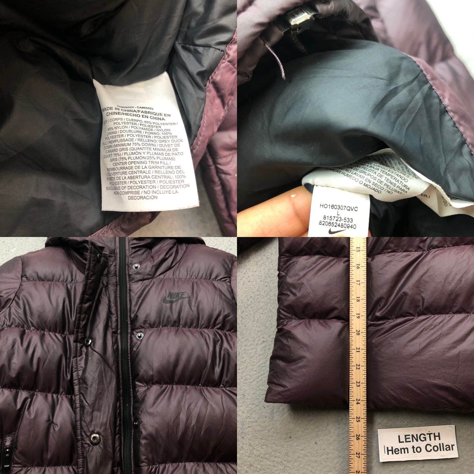 Nike Nike Sportswear Puffer Jacket Womens Large L Hooded Zip Purple Down Fill Swoosh Size L / US 10 / IT 46 - 8 Thumbnail