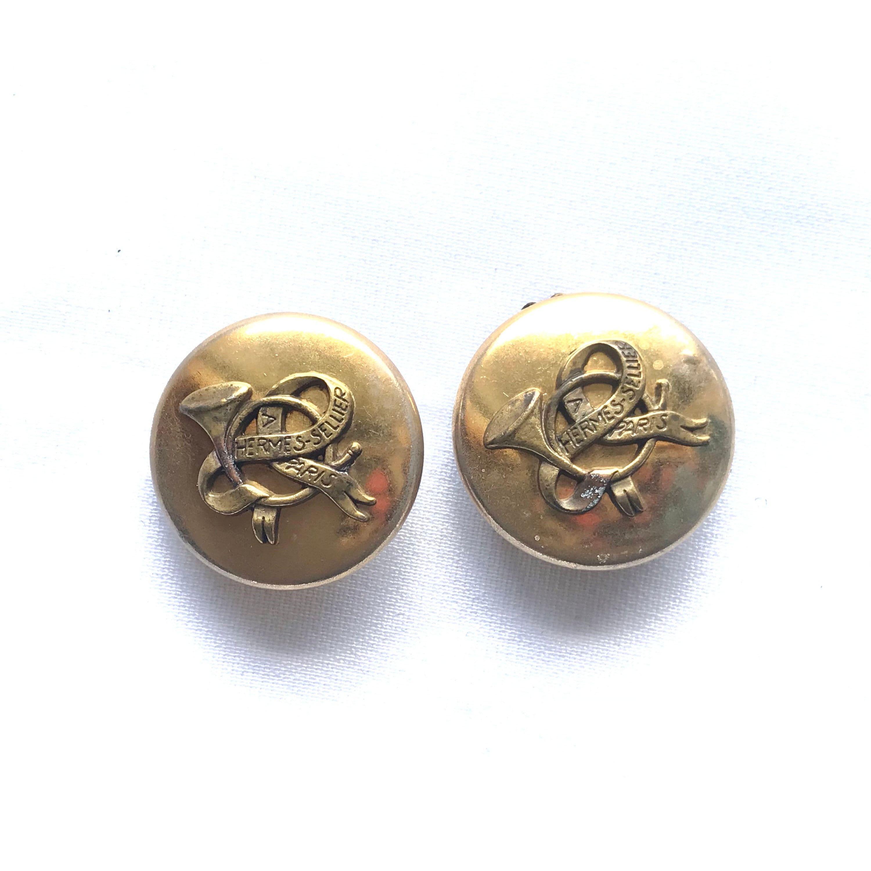 Hermes Vintage HERMES gold tone round earrings with trumpet Size ONE SIZE - 6 Thumbnail