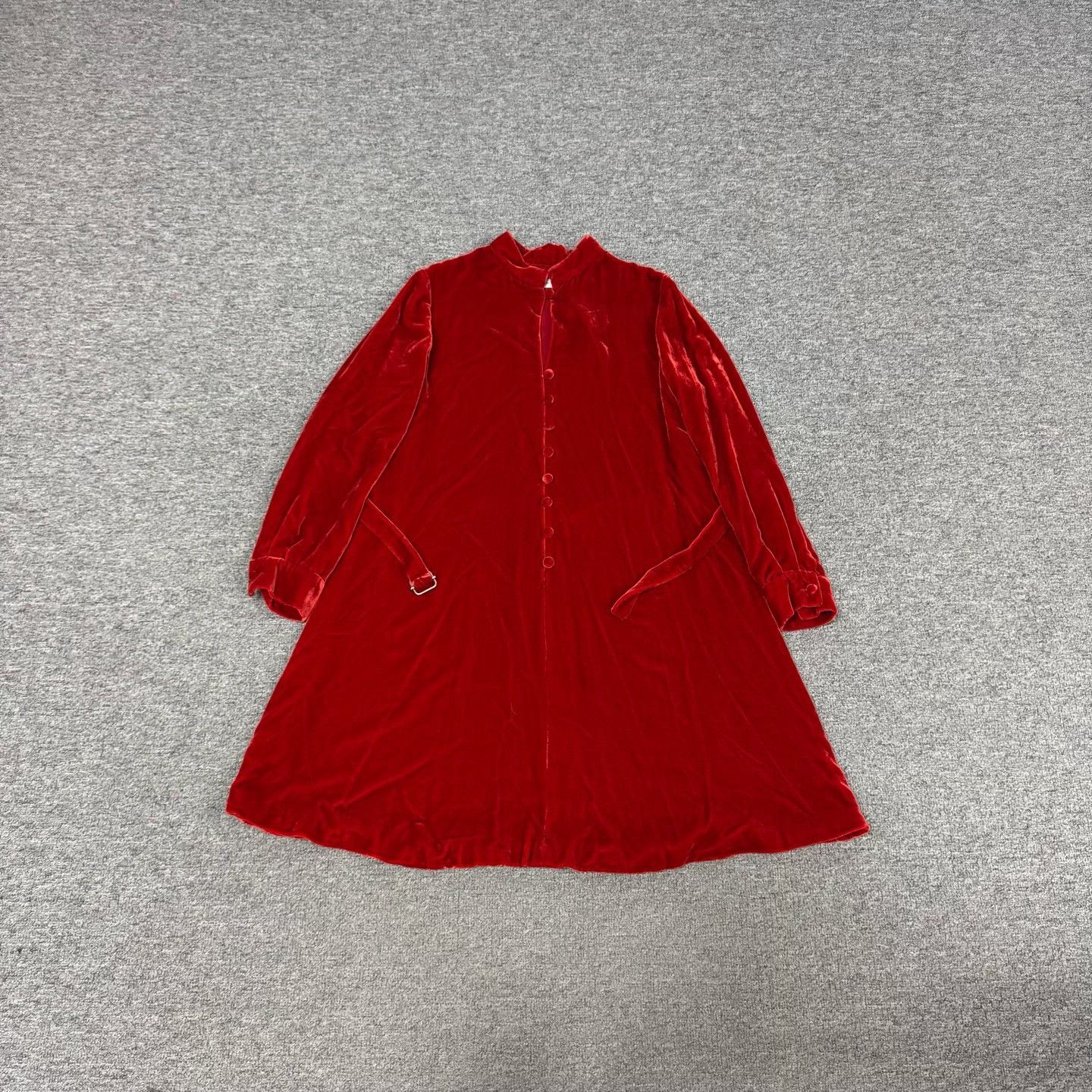 Dior Dior Red Velvet Long-Sleeve Dress Size XS / US 0-2 / IT 36-38 - 1 Thumbnail