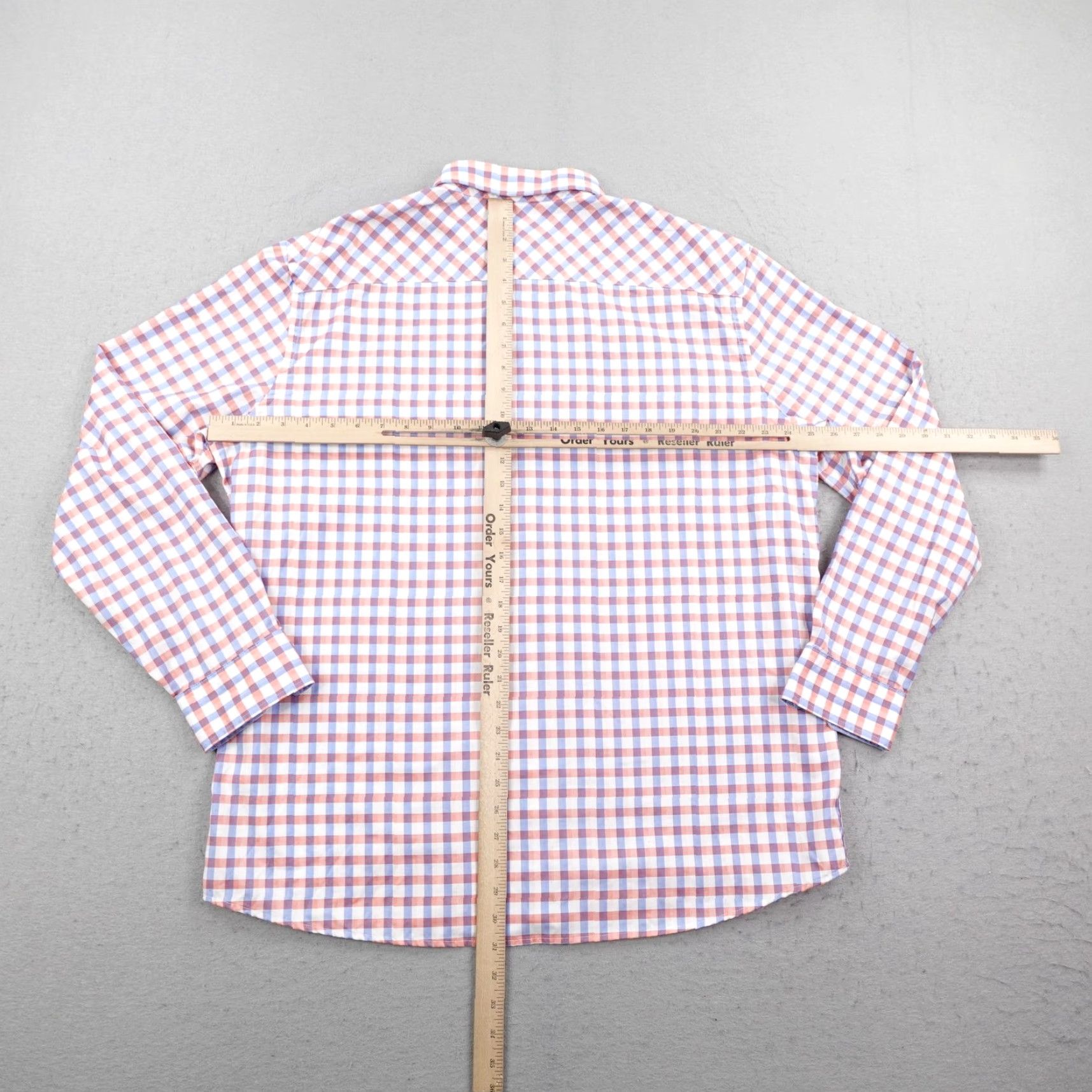 Johnston & Murphy Johnston & Murphy Shirt XL White Blue Orange Gingham Check XC4 Extreme Comfort Men's Button-Up Long Sleeve Size US XL / EU 56 / 4 - 6 Thumbnail