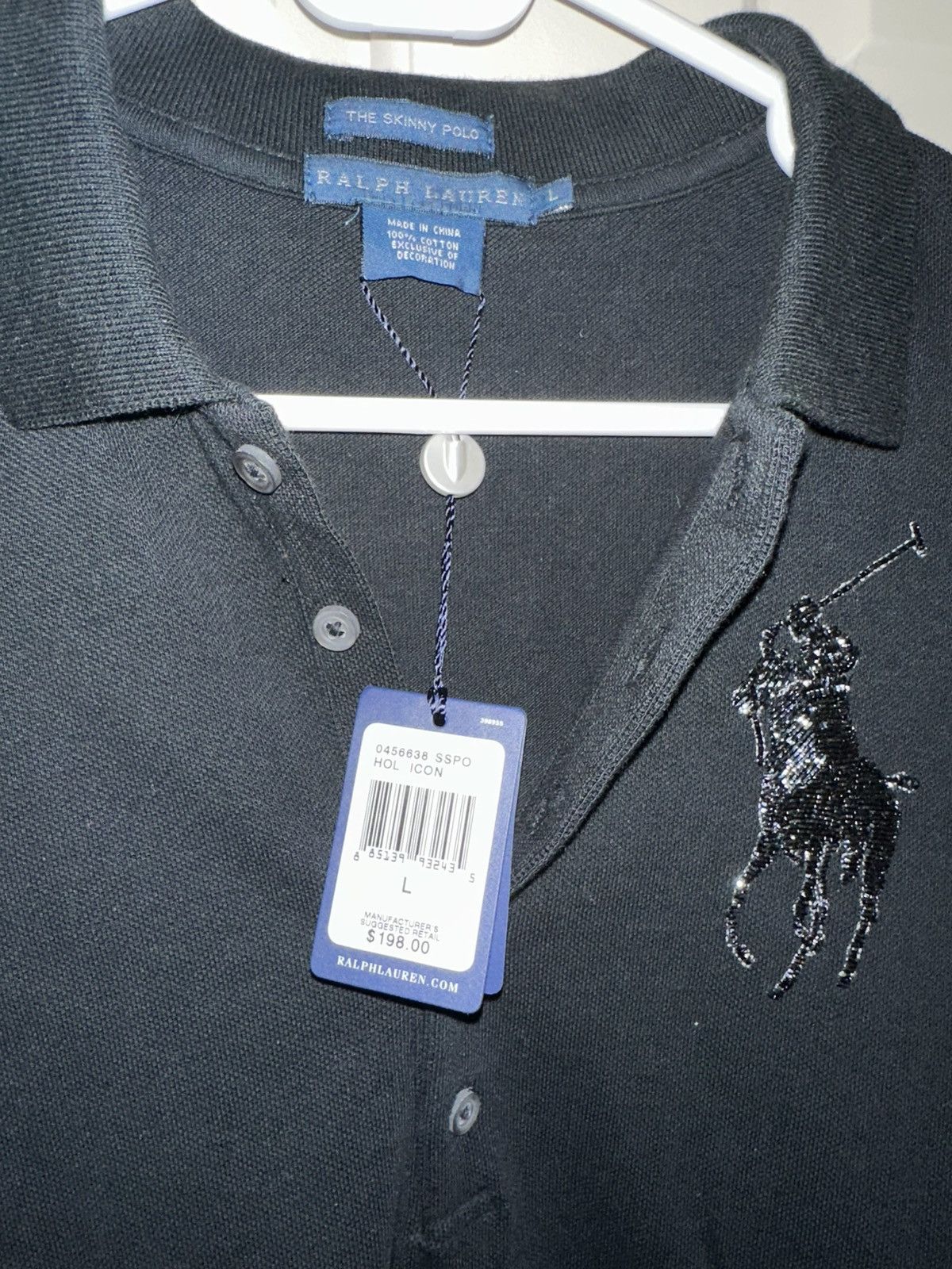 Ralph Lauren Navy polo shirt with rhinestones logo Size L / US 10 / IT 46 - 2 Thumbnail