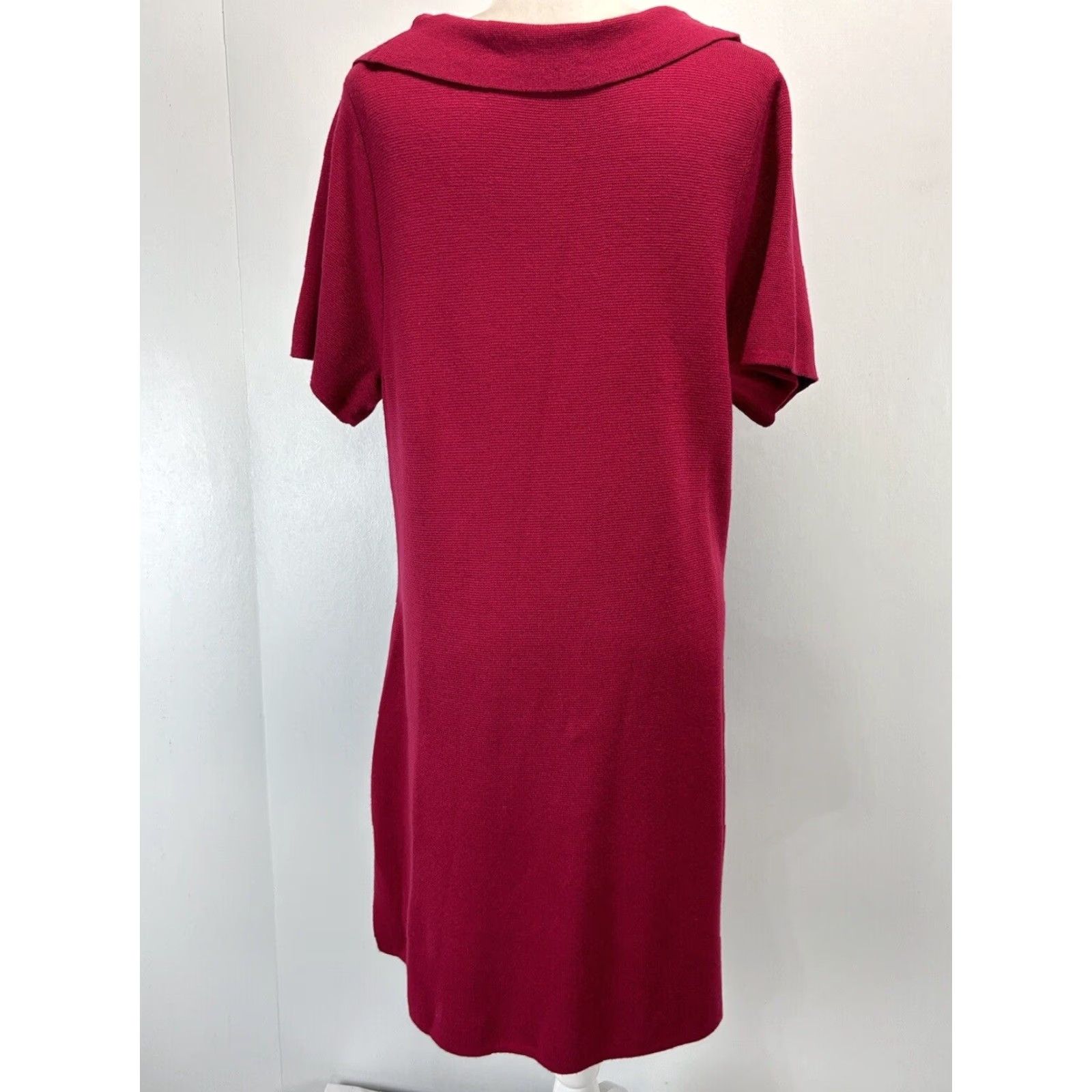 Coldwater Creek COLDWATER CREEK Plus Size 1X Knit Cowl Neck Shift Dress Short Sleeve Red Womens Size 40" / US 18 - 3 Thumbnail