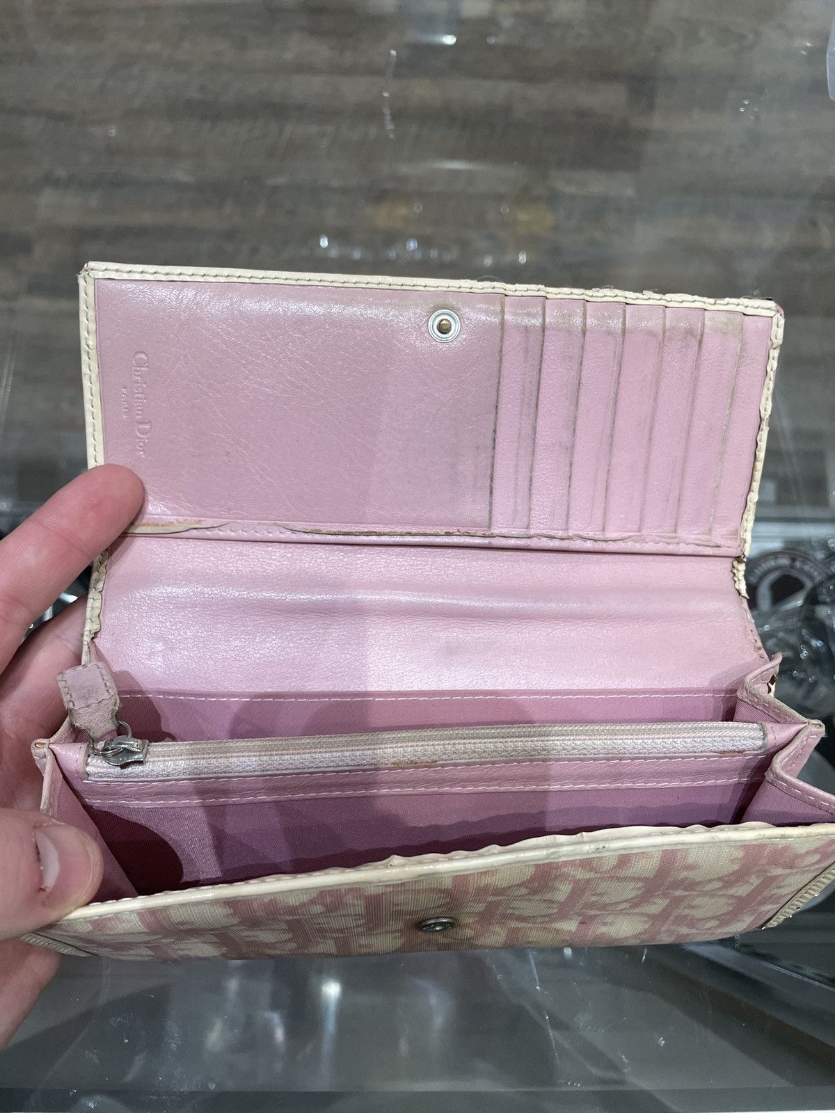 Dior Dior Light Pink Saddle Leather Monogram Long Wallet Size ONE SIZE - 3 Thumbnail