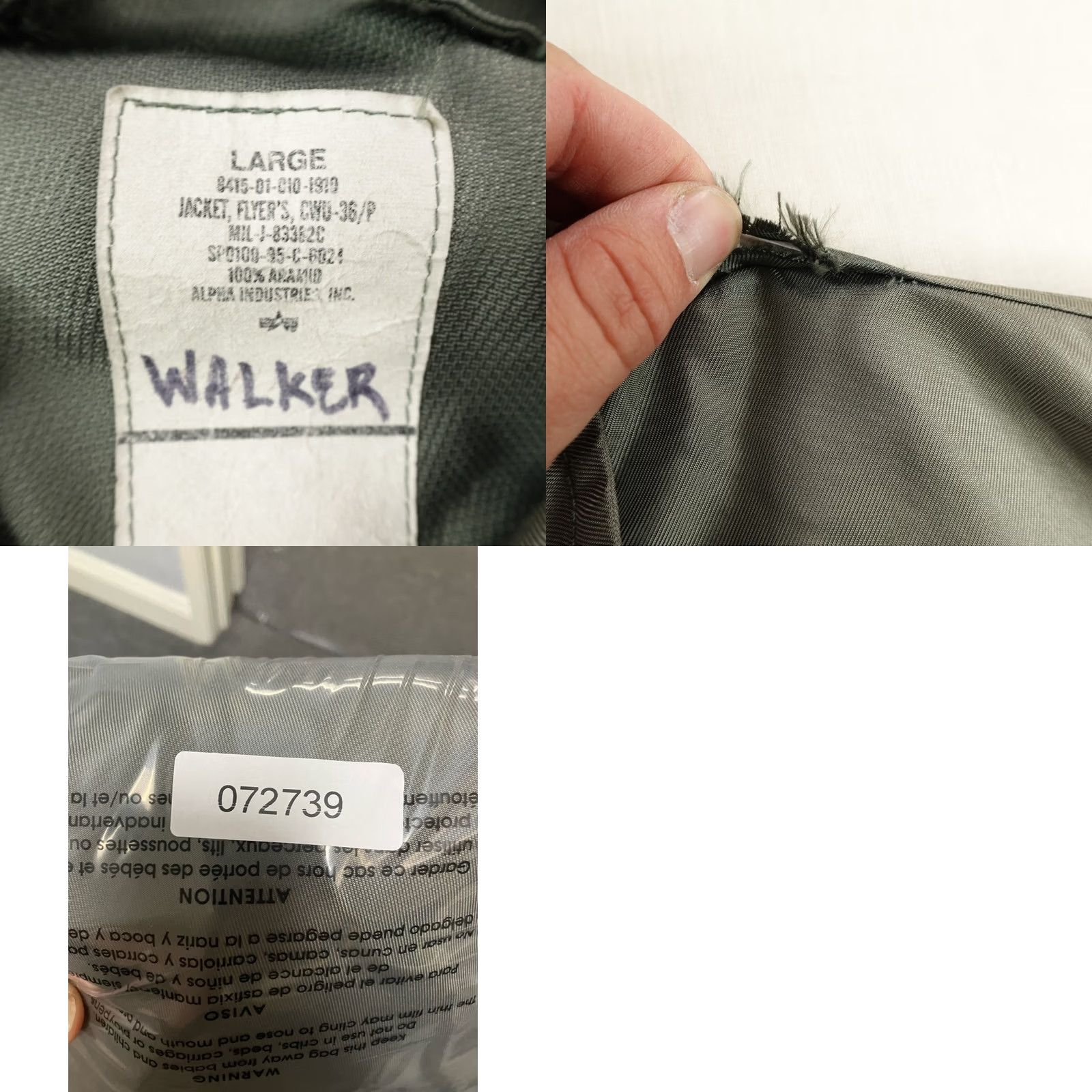 Alpha Industries VINTAGE Alpha Industries Jacket CWU-36/P Bomber Flyers Coat Mens Large Green 90s Size US L / EU 52-54 / 3 - 9 Thumbnail
