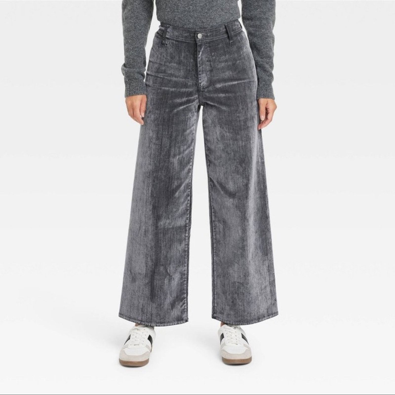 & Other Stories HighRise FlockedSailor Wide Leg Ankle Universal Thread 2 Size 26" / US 2 / IT 38 - 2 Thumbnail