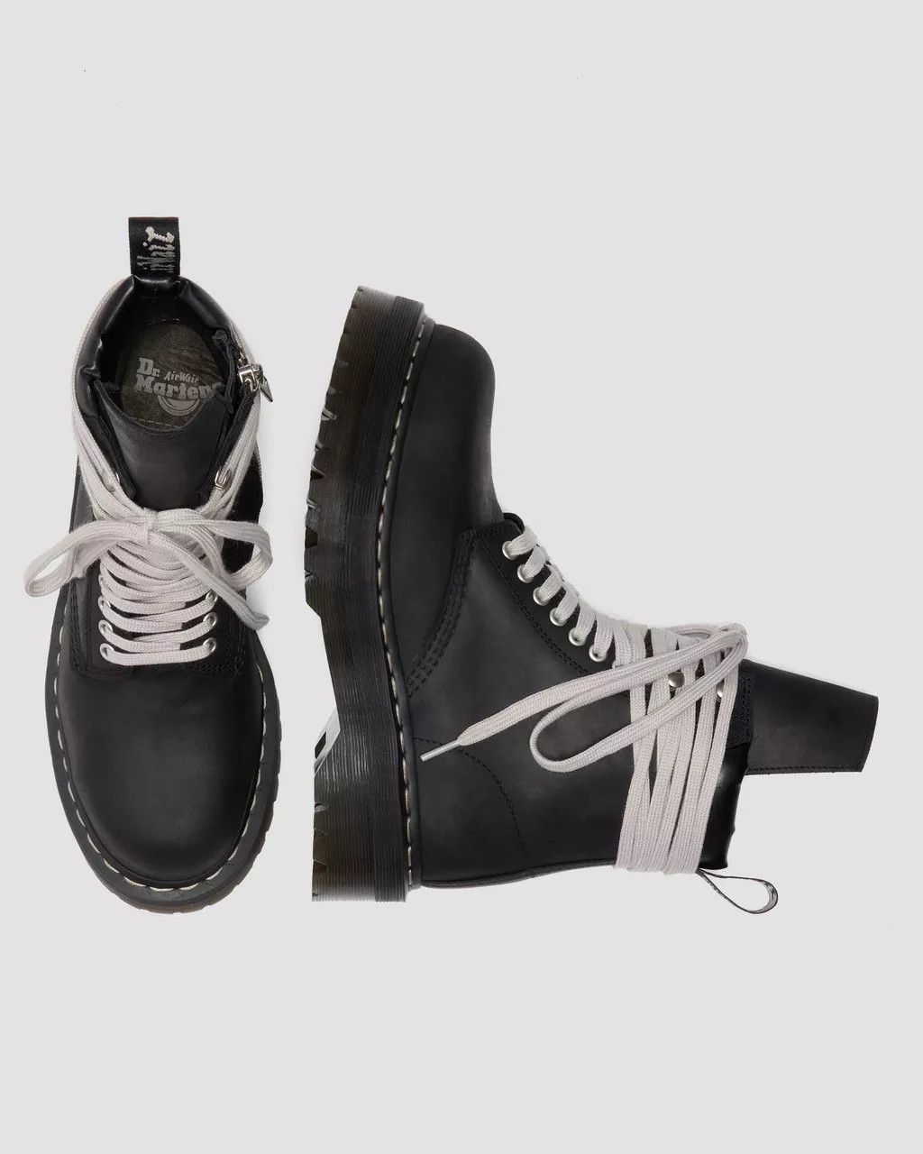 Dr. Martens × Rick Owens STEEL TOE QUAD Wraparound Lace Leather Platform Boots Size US 12 / EU 45 - 15 Thumbnail
