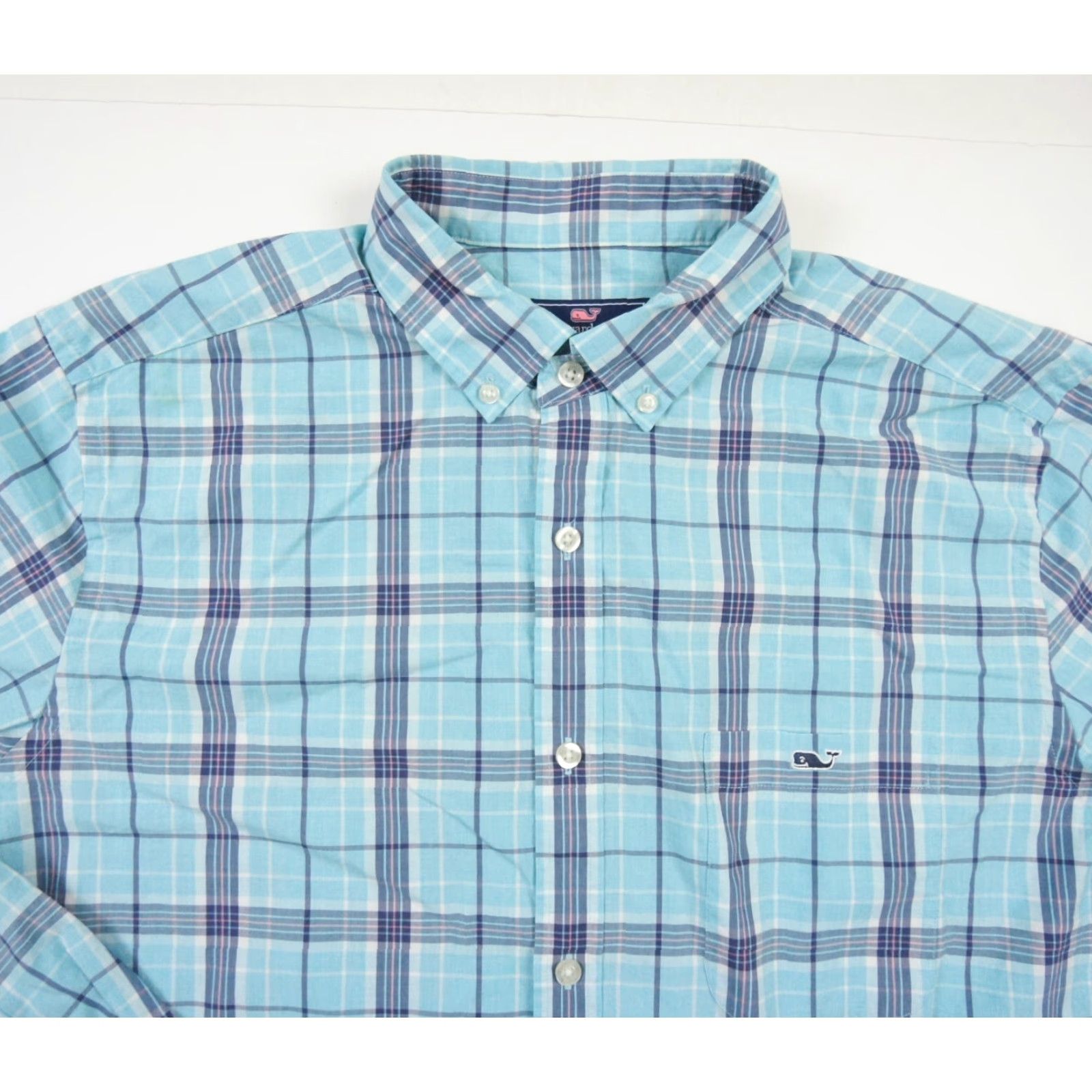 Vineyard Vines Vineyard Vines Men's Classic Fit Tucker Button-Up Shirt Large Blue Check Long Sleeve Size US L / EU 52-54 / 3 - 2 Thumbnail