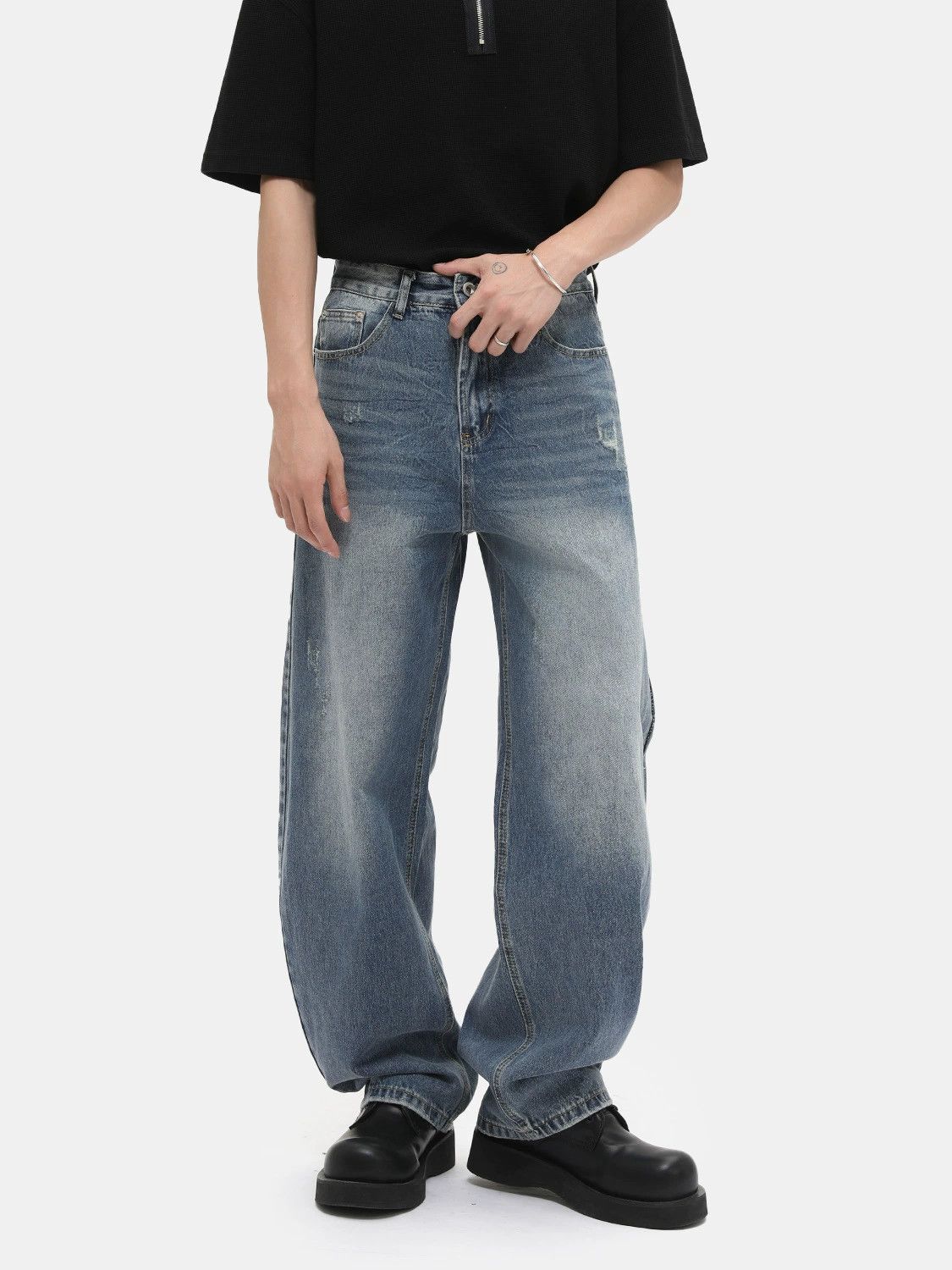 Jean High street distressed loose washed scimitar jeans casual Size US 32 / EU 48 - 2 Thumbnail
