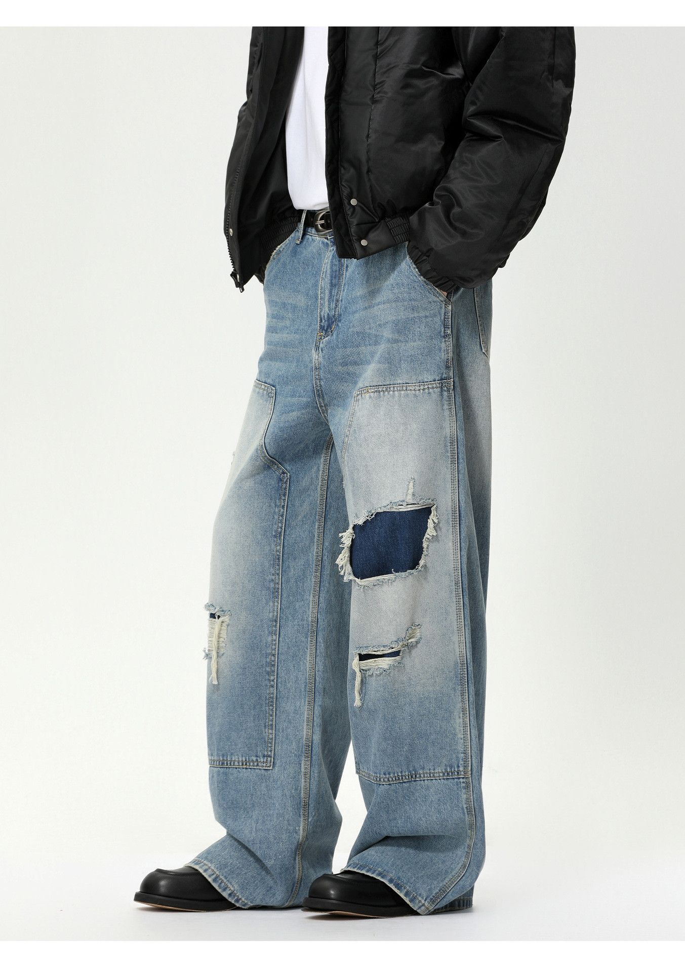 Vintage Men's distressed street straight leg loose ripped jeans Size US 32 / EU 48 - 6 Thumbnail